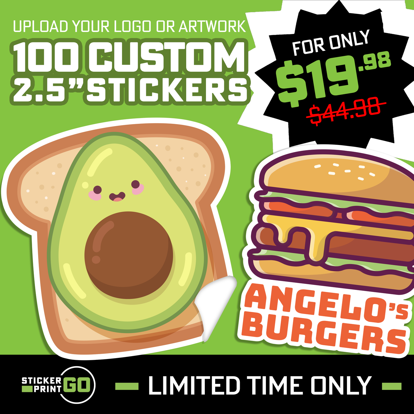 Custom 100pcs 2.5" Vinyl Stickers for $19.98