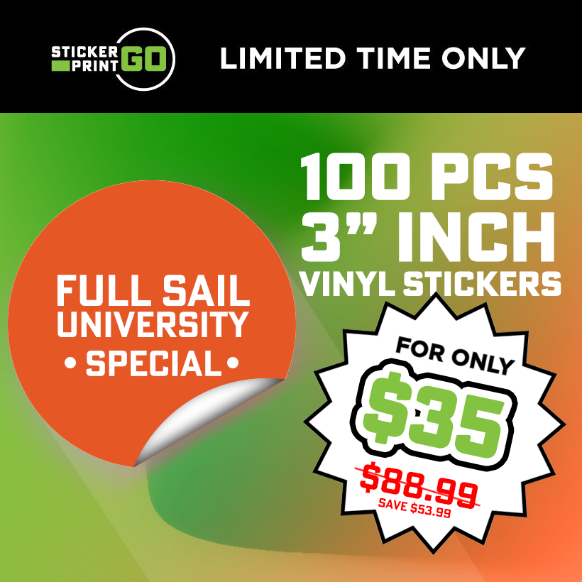 100 3" Vinyl Stickers for $35 - Full Sail Exclusive Deal!