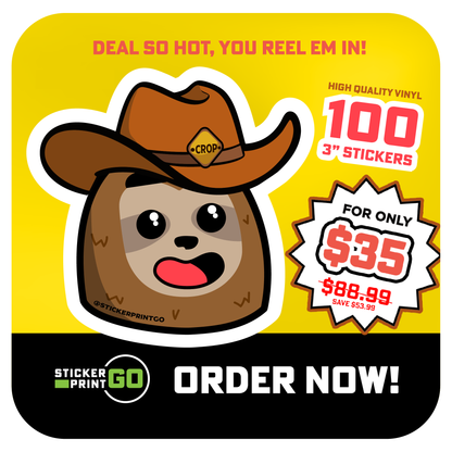100 3" Vinyl Stickers for $35 - Crop Con 26 Special